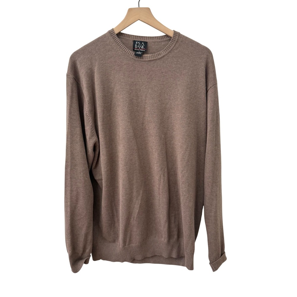 Jos. A. Bank Sweater XL Taupe Brown Pima Cotton Crewneck Signature Collection